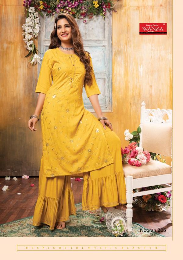 Wanna Noorah 2 Stylist Party Wear Rayon Kurti With Sarara 